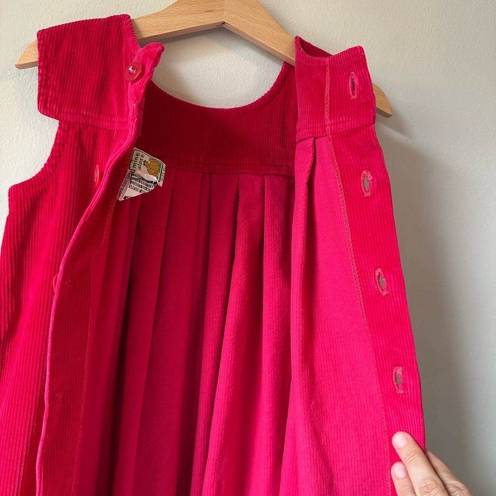Mine Alone Raspberry Corduroy Pleated Pinafore Dress Size 4T - Picture 13 of 16